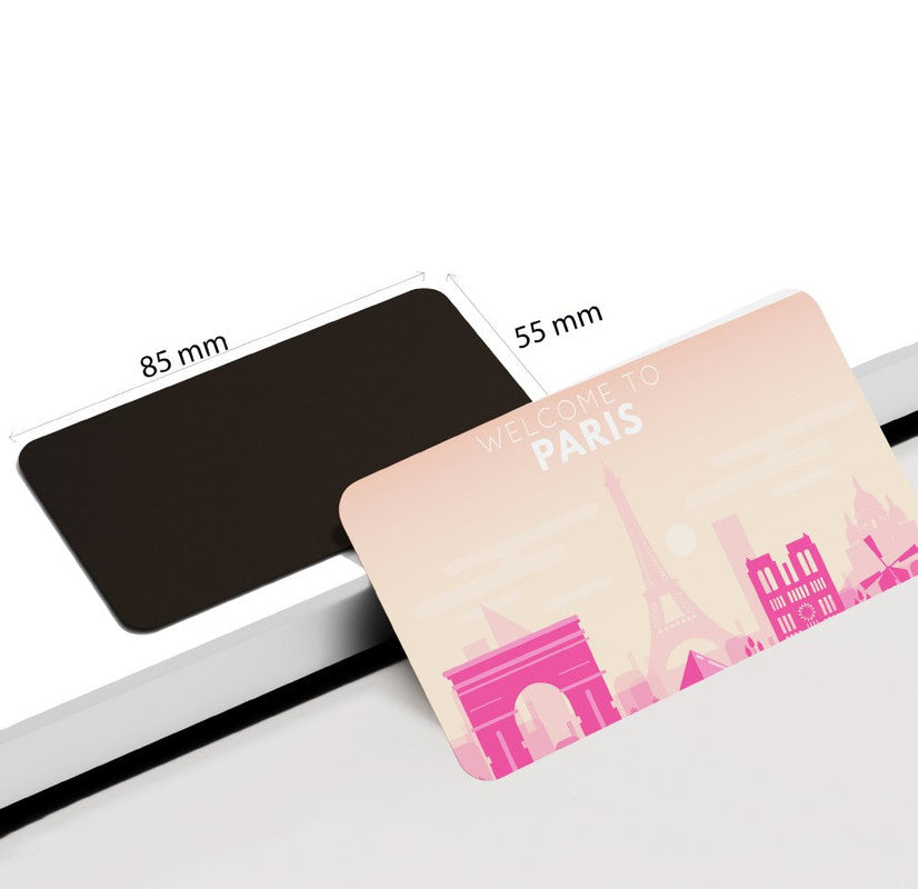 dhcrafts Rectangular Rubber Fridge Magnet / Magnetic Card Pink Paris Design Pack of 1 (8.6cm x 5.4cm)